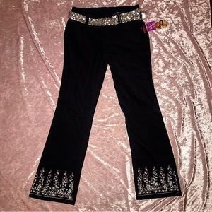 Vtg Y2K NWT Junior Disneys  "Cheetah Girls" Velour Slacks w/ Floral Embroidery